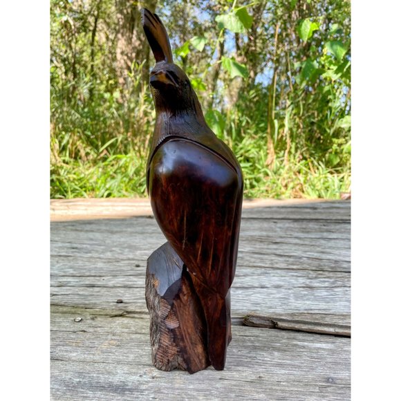 Vintage Heavy Carved Wood Quail Bird Sculpture - Picture 7 of 14